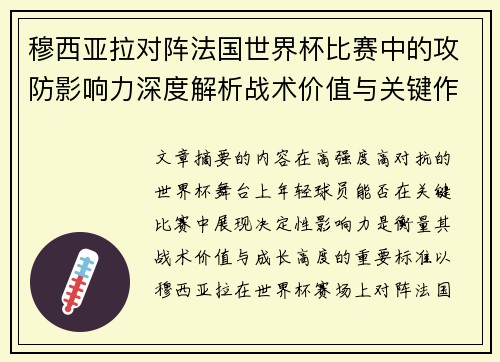 穆西亚拉对阵法国世界杯比赛中的攻防影响力深度解析战术价值与关键作用