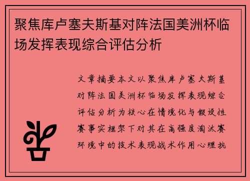 聚焦库卢塞夫斯基对阵法国美洲杯临场发挥表现综合评估分析